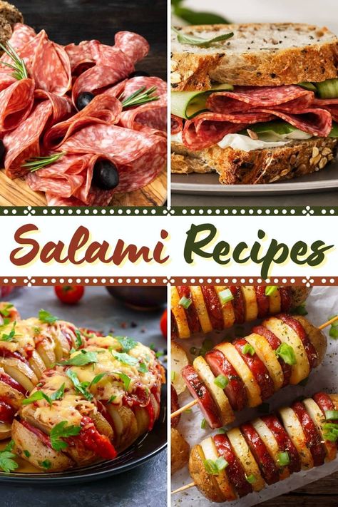 With a scrumptious combination of sweet, salty, spicy, and savory flavors, these salami recipes are here to prove that it's the best cured sausage around. Salami Quiche Recipes, Recipes With Salami Dinners, Italian Salami Recipe, Salami Hors D’oeuvres, What To Make With Salami, Salami Dinner Recipes, Sliced Salami Recipes, Recipe With Salami, Leftover Salami Recipes