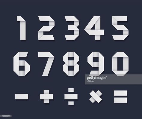 Number Illustration Design, Typography Numbers Design, Numbering Design, Geometric Numbers, Origami Numbers, Number Font, Jersey Font, Numbers Typography, Number Graphic