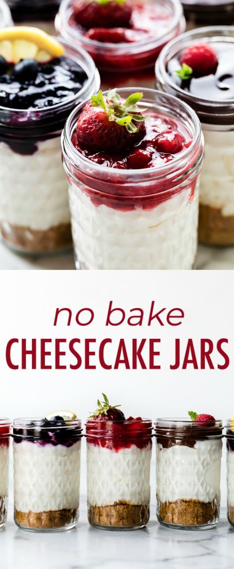 No Bake Cheesecakes, Cheesecake Jars, Biscotti Cheesecake, Mason Jar Desserts, No Bake Recipe, Biscuits Graham, Cheesecake In A Jar, Cake In A Jar, Dessert In A Jar