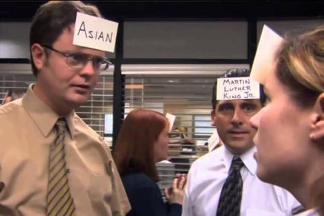 Dwight Schrute from The Office, playing an office game. Fun Friday Activities, Friday Activities, Team Bonding, Fun Friday, Office Games, Cool Office, Who Am I, Martin Luther King Jr, Good Friday