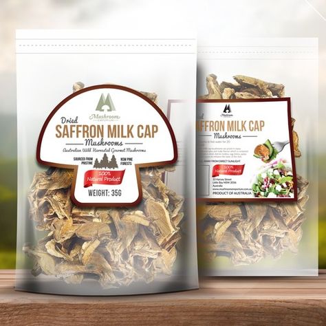 Mushroom Label Design, Mushroom Packaging Design, Mushroom Ideas, Snack Package, Chip Packaging, Product Packing, Kids Logo Design, Dried Mushrooms, Packing Design