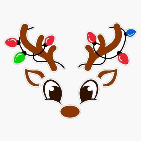 PRICES MAY VARY. Title: Cute Reindeer face with Christmas Lights Sticker Bumper Sticker Vinyl Decal 5. Product Type: Categories > Exterior Accessories > Bumper Stickers, Decals & Magnets > Bumper Stickers Cute Cartoon Christmas, Christmas Clip Art, Christmas Yard Art, Reindeer Face, Christmas Topper, Christmas Decals, Cute Reindeer, Christmas Board, Pot Ideas