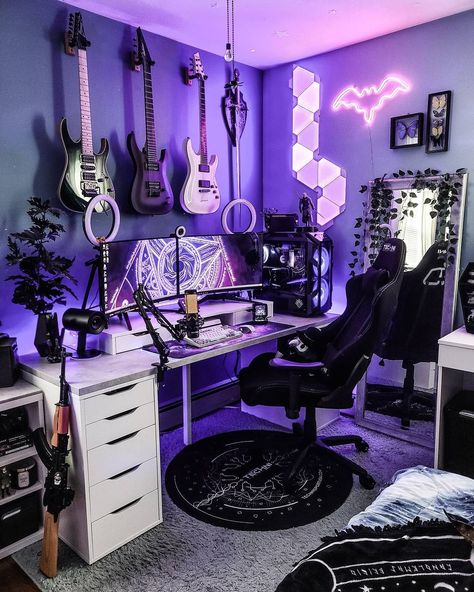 Games Room Inspiration, Purple Room, Bilik Idaman, Best Gaming Setup, Computer Gaming Room, Gamer Room Decor, Video Game Room Design, Video Game Rooms, Hiasan Bilik