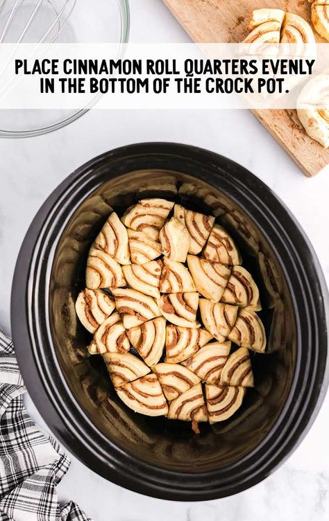 Crockpot Cinnamon Roll Casserole - Spaceships and Laser Beams Crockpot Cinnamon Roll Casserole, Crock Pot Cinnamon Roll Casserole, Pillsbury Cinnamon Roll Recipes, Cinnamon Roll Casserole Recipe, Crockpot Cinnamon Rolls, Breakfast Crockpot, Crockpot Dessert, Apple Bake, Christmas Morning Recipes