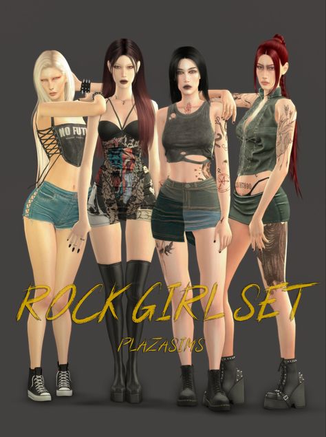 Sims 4 Rockstar Gf Cc, Sims 4 Shorts Cc, Sims Finds, Sims Outfits, Ts4 Clothes, Cc Top, Ts4 Mods, Alpha Cc, Rocker Outfit