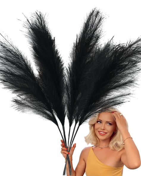 PRICES MAY VARY. PREMIUM QUALITY – We make sure our black pampas grass is beautiful, elegant and superior with highest quality in mind. If we wouldn't use it, we wouldn't sell it. EXTRA TALL and FLUFFY – 43inch/110cm faux pampas grass tall, shake the stems to make them look wider. We have added 3-stems in one package. For bigger/wider vase we recommend ordering 2-packages. MULTI-PURPOSE USE – these artificial large pampas grass decor tall stems are perfect to be used indoors or outdoors at your Black Pampas Grass Decor, Black Pampas, Walmart Decor, Floor Vase Fillers, Grass Centerpiece, Black Room Decor, Black Centerpieces, Black Wedding Decorations, Black Living Room Decor