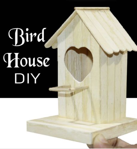 All the birds will be atwitter. Popsicle Stick Houses Easy, Stick Birdhouse, Popsicle Stick Birdhouse, Pop Stick Craft, Sticks Crafts, Popsicle Stick Art, Popsicle Stick Crafts House, Popsicle Stick Houses, Diy Popsicle Stick Crafts