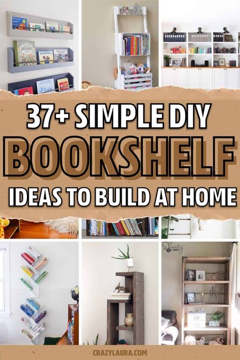 Want to build your own DIY bookshelf but need some inspiration to get started? These shelving tutorials and plans will help you make yours perfect the first time around! Bookshelf Out Of Crates, Creative Bookcase Ideas, Diy Nursery Bookshelf, Creative Book Display, Diy Wall Bookshelf, Wall Book Shelf Ideas, Bookshelf Diy Ideas, Build Bookshelf, Build Bookshelves