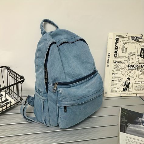 Shop versatile solid color casual canvas backpack versatile multi functional for outdoor travel on Temu. Free shipping and returns. Discover more great prices on Bags & Luggage. Mochila Jeans, Retro Backpack, Denim Backpack, Denim Decor, Colorful Backpacks, Vintage Backpacks, Travel Daypack, Stylish Backpacks, Backpack Brands