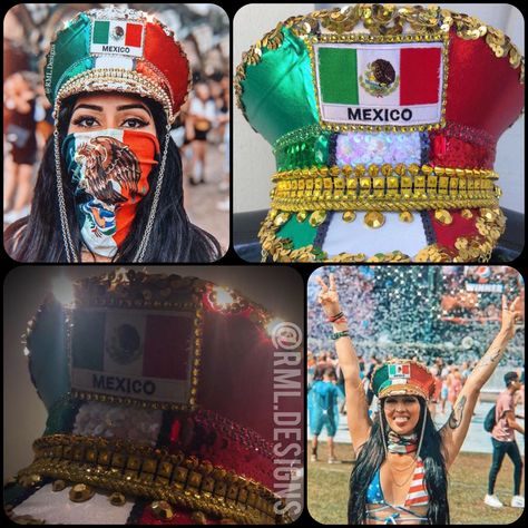 Mexican Rave Outfit, Captain's Hat, Mexican Festival, Mermaid Bra, Mexican Flag, Mexican Flags, Mexico Flag, Rave Bra, Festival Hat