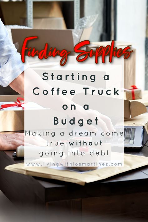 How to find supplies when starting a coffee truck or coffee trailer on a budget. The next installment in our How To Start a Coffee Truck on a budget series. We're working on financial freedom by starting a small business without going into debt to do it. coffee trailer, coffee truck, small business, how to, budget, debt free, dave ramsey, coffee supplies, financial freedom Starting A Coffee Shop, Starting A Small Business, Mobile Coffee Shop, Coffee Trailer, Coffee Van, Opening A Coffee Shop, Coffee Shop Business, Small Coffee Shop, Starting A Book