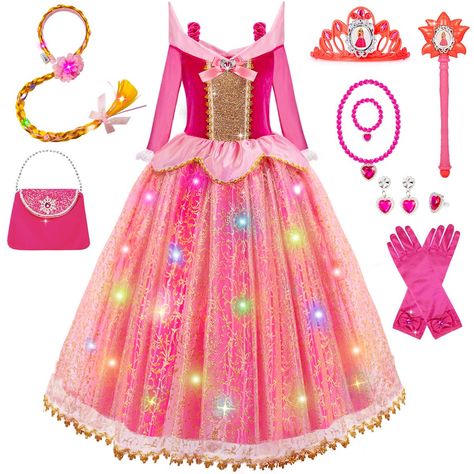 PRICES MAY VARY. Title: Meland Princess Dresses for Girls - Light Up Princess Dress Up for Girls 3-8 Year Old, Costume for Girls Halloween Birthday, Pink. Product Type: Departments > Costumes & Accessories > Kids & Baby > Girls > Costumes Dress Up For Girls, Princess Dresses For Girls, Princess Costume Kids, Old Costume, Baby Costumes Girl, Kids Costumes Girls, Costume For Girls, Girls Costumes, Princess Dress Up