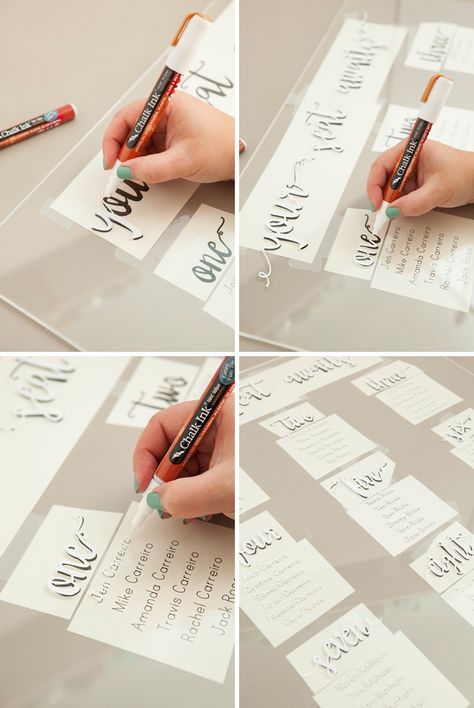 The best tutorial on making hand-lettered acrylic wedding signs using Chalk Ink Markers and paint! Acrylic Wedding Signs, Wedding Table Seating Chart, Diy Calligraphy, Diy Seating, Wedding Table Seating, Tafel Decor, Wedding Signs Diy, Chalk Ink, Diy Letters