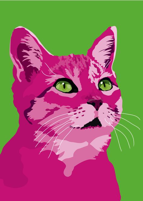 Pop Art Cat, Pop Art Animals, Cat Hacks, Cat Artwork, Shape Art, Cat Owner, Cats Illustration, Arte Pop, Cat Painting