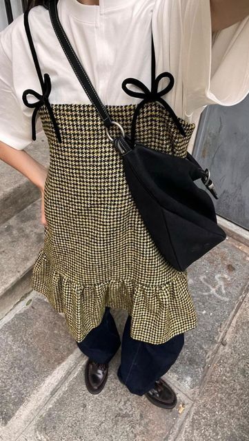 Checkered Dress Outfit, Dress Over Pants, Ganni Dress, Cold Fashion, Mini Dress Outfits, Checkered Dress, Dress Back, Fashion Fits, Back In Stock