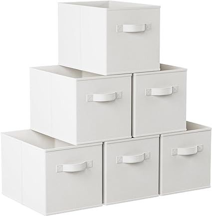 Amazon.com: Ornavo Home Foldable Collapsible Kallax Storage Box Bins Shelf Basket Cube Organizer With Dual Handles - Set of 6 - 13 x 15 x 13 - White : Home & Kitchen Cube Storage Drawers, Aesthetic Storage Boxes, White Background Hd, Cube Storage Bins, Storage Cube, Room Redesign, Foldable Storage, Cube Organizer, Basket Shelves