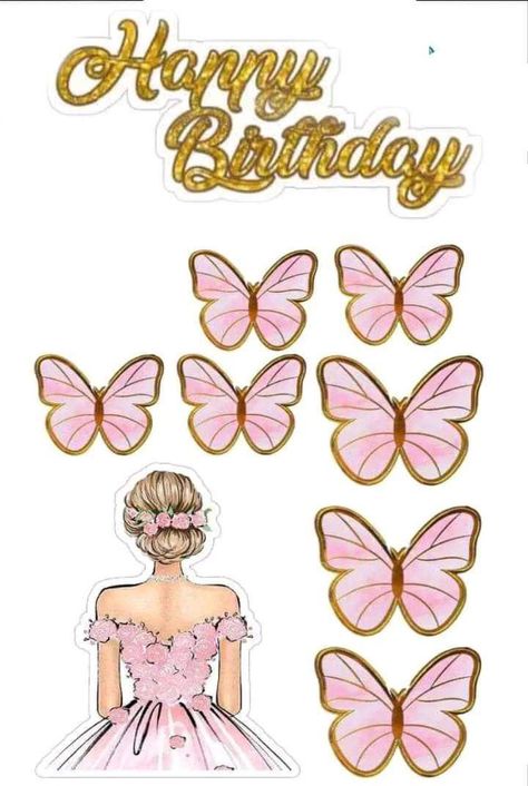 Butterfly Cake Topper Printable, Butterfly Theme Cake, Debut Cake, Barbie Doll Birthday Cake, Birthday Wishes For Lover, Cake Topper Printable, Butterfly Cake Topper, Butterfly Cake, Simple Cake Designs