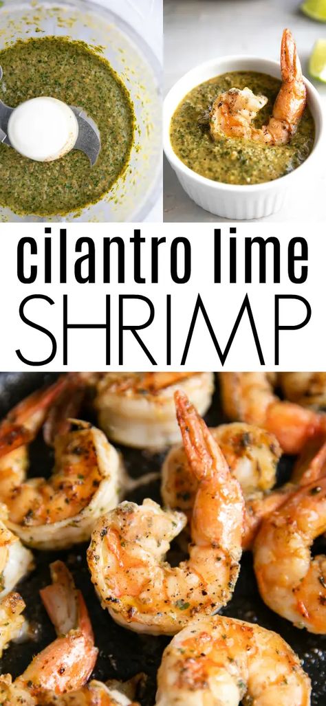 Cilantro Lime Shrimp Recipe (with Marinade and Sauce) #shrimp #lowcarb #dairyfree #shrimprecipe #glutenfree #dairyfree #cilantrolimeshrimp #marinade #easyrecipe #seafood | For this recipe and more visit, https://theforkedspoon.com/spicy-cilantro-garlic-shrimp Seafood Tacos, Cilantro Lime Marinade, Lime Shrimp Recipes, Shrimp Marinade, Cilantro Lime Shrimp, Lime Shrimp, Shellfish Recipes, Shrimp Dishes, Shrimp Recipe