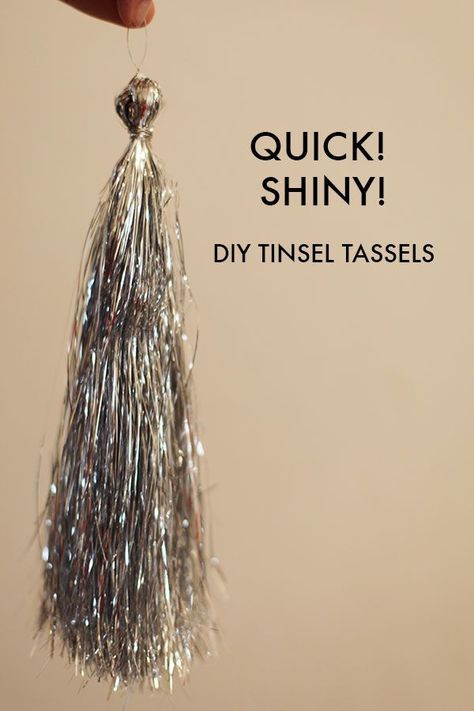 How to make tinsel tassels from Christmas tree icicles. | Mighty Girl Christmas Tree Icicles, Christmas Tree Ideas Simple, Julkransar Diy, Mighty Girl, Tinsel Christmas Tree, Christmas Tinsel, Christmas Tree Ideas, Simple Holidays, Noel Christmas