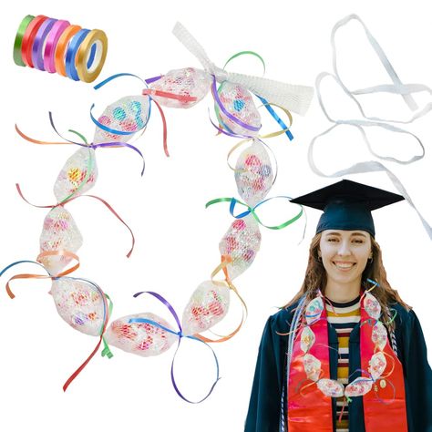 PRICES MAY VARY. Candy Lei Making Kit:you will receive 1 piece of candy gift lei netting bag and 7 rolls of colorful ribbons in the package, for you to DIY some cute and special candy wreaths for graduation season Enough Length: the candy lei tubing measures about 46ft/ 14 meters in length, and bout 0.59 in/ 1.5 cm in width, you can flexibly stretch the width; which is enough to help you make Graduation Lei Netting Bags, multiple delicate Hawaiian candy leis Beautiful Ribbons: there are 7 rolls Hawaiian Candy, Candy Wreaths, Candy Leis, Graduate Gifts, Lei Making, Candy Lei, Room Parent, Hawaiian Summer, Ribbon Lei