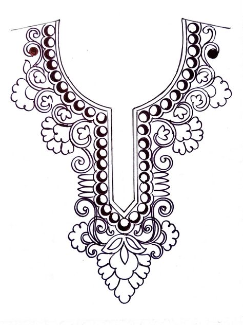 Neckline Designs Drawing, Fabric Painting Designs For Kurtis Neck, Neck Designs For Kurtis Embroidery, Kurti Drawing, Drawing For Embroidery, Neck Embroidery Designs For Kurtis, Draw Neck, Hand Embroidery Designs For Beginners, Embroidery Designs Drawing