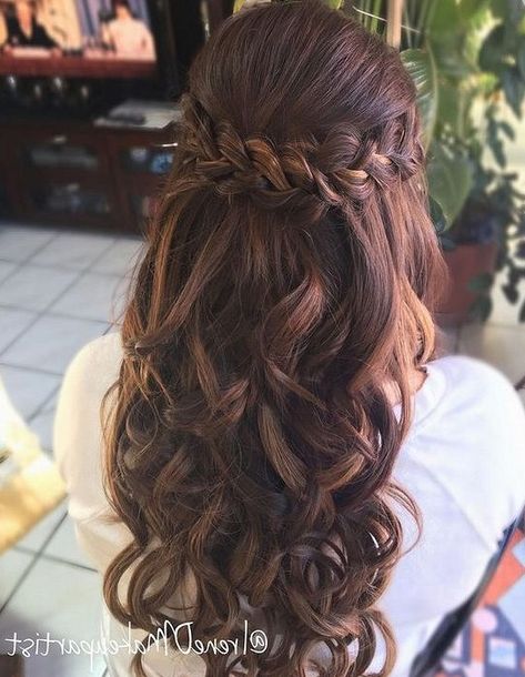 27 Braids, Braids Updo, Curly Braids, Hair Half Up, Braided Prom Hair, Prom Hairstyles For Long Hair, Braided Hairstyles Updo, Braided Bun, Wedding Hairstyles Updo