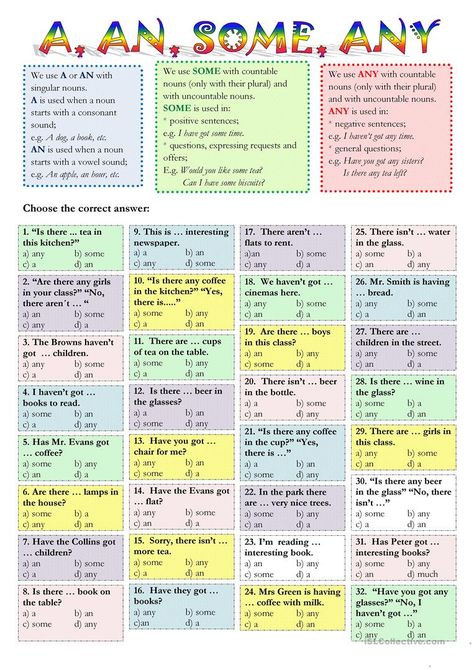 Teaching Prepositions, Some Any, Tatabahasa Inggeris, Uncountable Nouns, Grammar Exercises, Teaching English Grammar, English Grammar Worksheets, English Verbs, Teaching Grammar