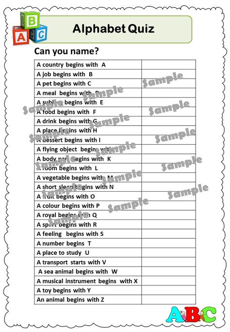 An alphabetical order worksheet quiz for students, suitable for a warm-up activity before start a lesson or a filler at the end of class for… English Club Activities High Schools, Fun Activities For Students, Fun Warm Up Games, Exercise For Students, Games For Students, Speaking Activities English, Materi Bahasa Inggris, Alphabet Game, Quiz Games