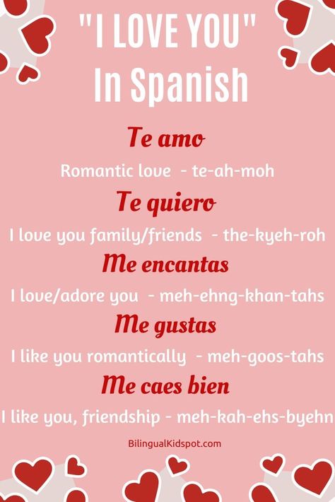 How to say I Love You in Spanish Infographic Love Quotes In Spanish, Spanish Love Phrases, Love In Spanish, How To Say I Love You, Spanish Notes, Useful Spanish Phrases, Spanish Words For Beginners, Basic Spanish Words, Quotes In Spanish