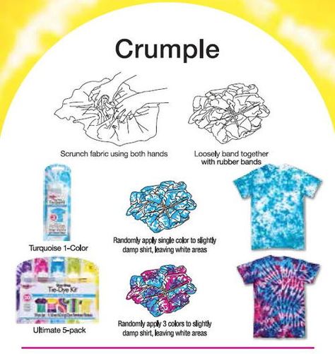 Crumple Tie Dye Technique- Crumple Tie Dye Technique - Check out this how to tie dye tutorial and learn a brand new tie-dye technique. T Shirt Makeover, Crumple Tie Dye, Tie Dye Folding Techniques, Tie Dye Tutorial, Tie Dye Shirts Patterns, Tye Dye Patterns, Diy Tie Dye Techniques, Diy Tie Dye Designs, Tie Dye Patterns Diy