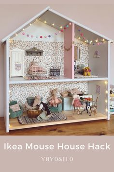 Ikea Dollhouse Hack Barbie, Ikea Doll House Shelf, Ikea House Shelf, Dolls Houses Ideas, Ikea Dollhouse Maileg Mice, Maileg Mice House Diy, Ikea Flisat Dollhouse Maileg, Decorating Doll House Ideas, Maileg House Ideas