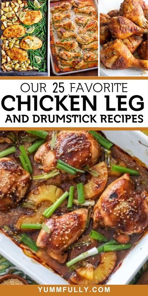 Our 25 Favorite Chicken Leg and Drumstick Recipes - Yummy and fully Chicken Drumstick Casserole Recipes, Chicken Drumstick Meals Dinners, Chicken Leg Dinner Ideas Sides, Chicken Legs With Back Attached Recipes, Chicken Thighs And Drumstick Recipes, Smothered Chicken Drumsticks, Chicken Thigh And Drumstick Recipes, Chicken Legs Recipes For Dinner, Recipes Chicken Drumsticks