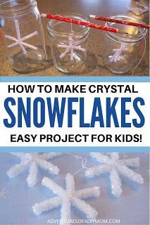 Snowflakes For Kids, Wire Angel, Easy Winter Crafts, Diy Mom, January Crafts, How To Make Crystals, Snowflake Craft, Fun Projects For Kids, Child Hood