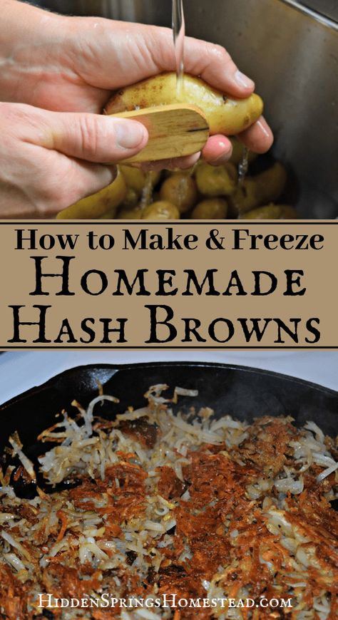 Make and Freeze Homemade Hash Browns Potato Recipe Healthy, Freezer Potatoes, Appetizers Potato, Potato Dinner Recipes, Homemade Hashbrown Recipes, Homemade Hash Browns, Homemade Hashbrowns, Frozen Hashbrowns, Potato Appetizers