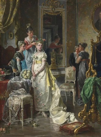 Artwork by Carl Herpfer, DRESSING THE BRIDE, Made of oil on canvas Mary Todd Lincoln, Rennaissance Art, French Colonial, Art Ancien, A4 Poster, Victorian Art, European Art, Painting Reproductions, Vintage Artwork