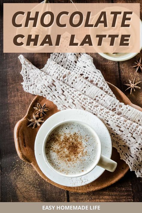 Here’s an easy 4-ingredient Chocolate Chai Latte recipe that combines your love for chai and chocolate together in one mug. It’s a simple spice-flavored drink that you can easily make at home with chai tea, milk, honey, and chocolate powder. It’s as easy as steeping the tea, mixing the other ingredients in, and serving hot! Chocolate Chai Latte, Chocolate Chai Tea, Chai Recipes, Chai Tea Latte Recipe, Coffee Lattes, Chai Latte Recipe, Chocolate Chai, Clean Treats, Tea Drops