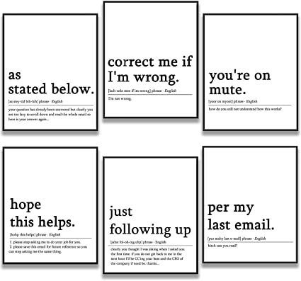 6 PCS Funny Office Decor for Women Men Home Office Wall Decor Accessories - 8 x 10 inches Funny Quotes Coworker Gifts Aesthetic Room Decor - Unframed Office Decor Women, Cubical Decor, Men Home Office, Office Decor Workplace, Gifts Aesthetic, Office Decor For Women, Cubicle Decor Office, Home Office Wall Decor, Coworker Gifts