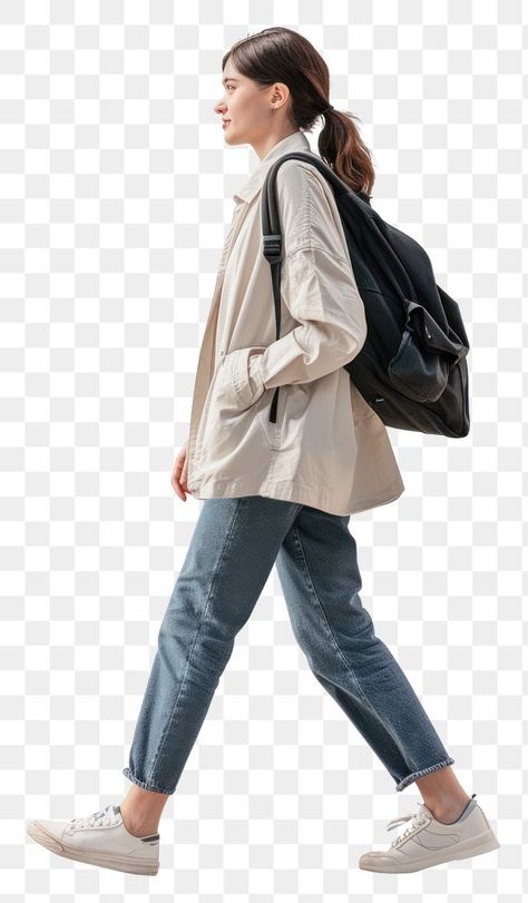 Person With Backpack, People Walking Png, Human Png, People Png, Walking People, Walking Bag, Woman Walking, People Walking, Female Profile