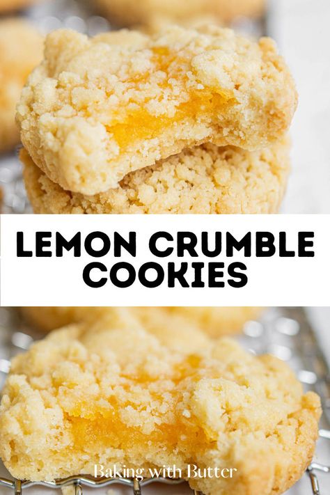 Savor the rich and tender taste of these Lemon Curd Crumble Cookies. Made with a classic shortbread base and filled with sweet and tart homemade lemon curd, they're a delightful treat for any occasion. Lemon Crumble Cookies, Lemon Curd Cookies Recipe, Lemon Crumble, Crumble Cookie Recipe, Christmas Bakes, Crumble Cookies, Homemade Lemon Curd, Lemon Shortbread Cookies, Lemon Curd Recipe