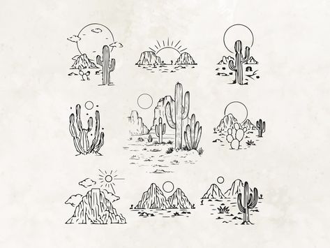 Succulent Svg, Cactus Scene, Cactus Landscape, Cactus Svg, Western Svg, Cowgirl Tattoos, Svg Western, Cactus Western, Western Tattoos