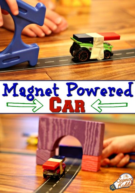 Make science fun and playful by making a magnet powered car! Make a road and see if you can push/pull your car in the right direction without touching it. Transportation Science, Magnet Activities, Science Experience, Magnets Science, Transportation Preschool, Kid Experiments, Force And Motion, Kindergarten Science, Preschool Science