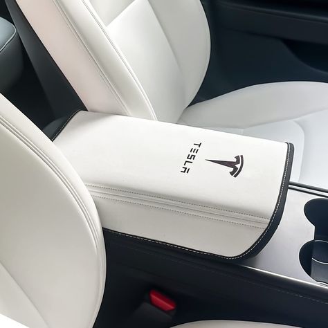 Interior Car Accessories, Tesla Logo, Car Console, Led Logo, Car Armrest, Interior Car, Tesla Model Y, Tesla Model X, White Car