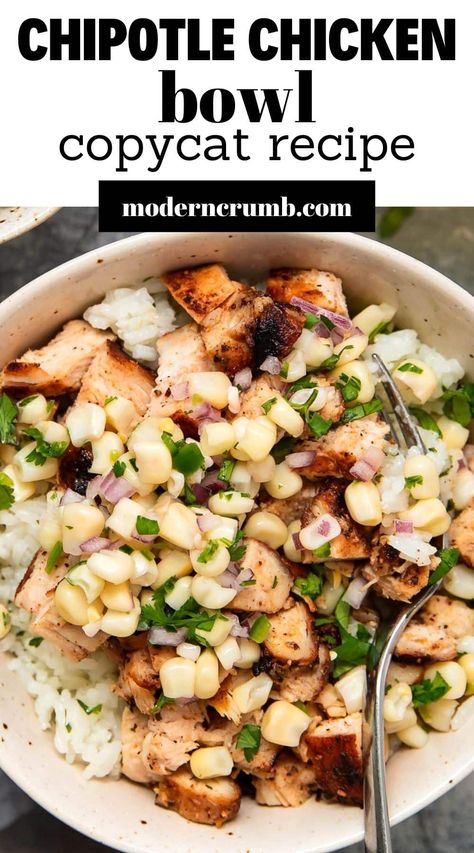 Meat And Rice Bowl, At Home Rice Bowls, Chipotle Rice Bowl Recipe, Rice And Chicken Bowl, At Home Chipotle Bowl, Healthy Chipotle Bowl, Canned Chicken Recipes Healthy, Copycat Chipotle Rice, Easy Rice Bowl Recipes