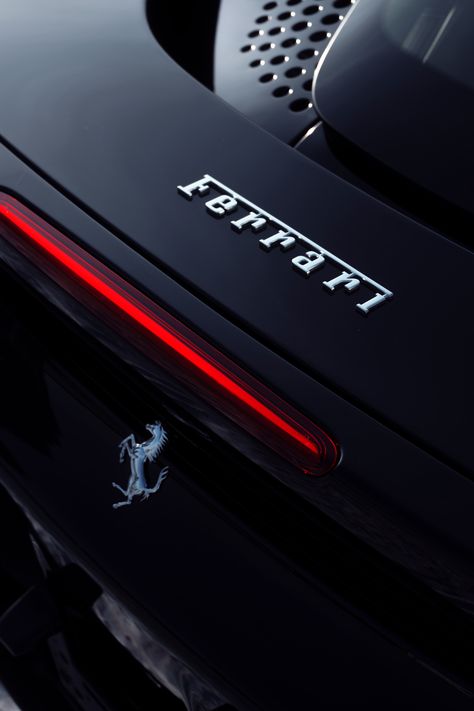 All Black Ferrari, Black Ferrari Aesthetic, Farari Cars, Black Ferrari Wallpaper, Ferrari Hd Wallpaper, Black Car Aesthetic, Ferrari Wallpaper Aesthetic, Black Pantera, Aesthetic Noir