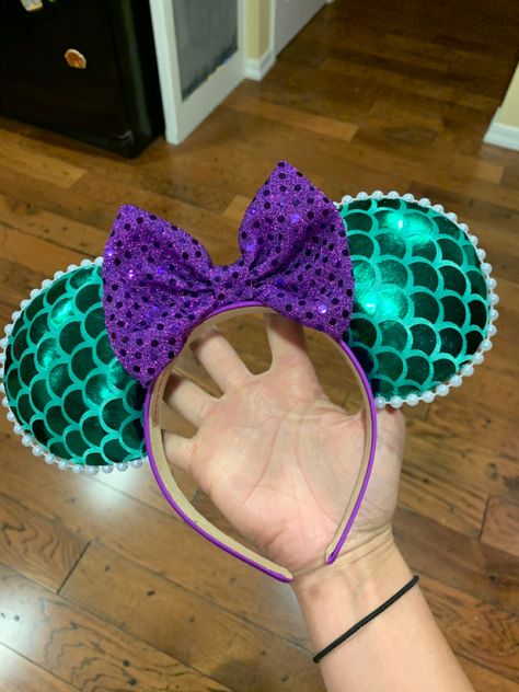 Ariel Mouse Ears, Ariel Ears Disney, Ariel Minnie Ears, Ariel Mickey Ears, Ariel Ears, Disneyland 2024, Micky Ears, Diy Disney Ears, Disney Ears Headband