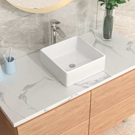 Backsplash Bathroom Sink, Basin Bathroom Sink, White Bathroom Sink, Console Bathroom Sink, Rectangular Vessel Sink, Sinks Kitchen, Modern White Bathroom, Small Bathroom Sinks, Console Sink