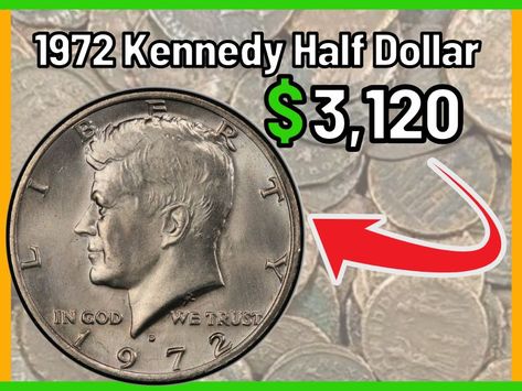 1972 Kennedy Half Dollar Value and Price Chart Half Dollar Coin Value, How To Clean Coins, Dollar Coin Value, Rare Coin Values, Old Pennies Worth Money, Old Coins Value, Coin Dealers, Half Dollar Coin, Old Coins Worth Money