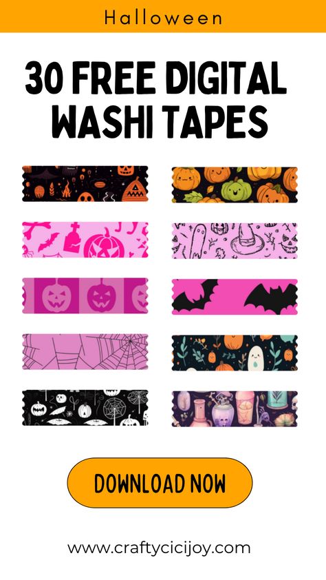 Dive into the world of Halloween creativity with 30 free digital washi tape clipart and unleash your inner artist. Learn how to add a spooky touch to your digital planner effortlessly. Halloween Washi Tape Printable, Printable Washi Tape Patterns, Free Digital Planner Stickers, Halloween Digital Stickers, Washi Tape Printable, Tape Printable, Tape Clipart, Canva Idea, Toys Template