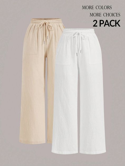 White wide leg trousers