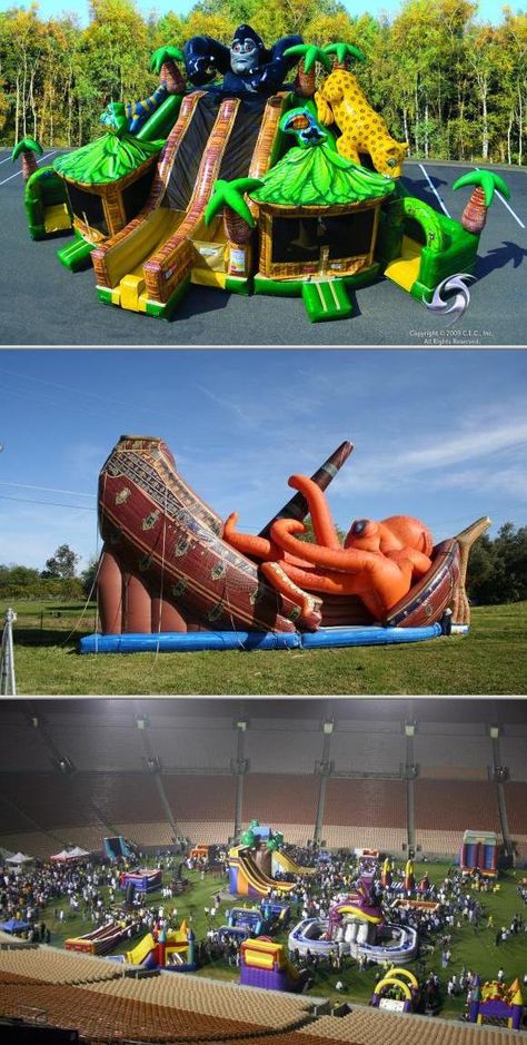 This company provides party inflatable rentals. They offer inflatable game, bouncer and water slide rentals for picnics, corporate events, church festivals and others. Water Slides Backyard, Backyard Water Parks, Water Slide Rentals, Inflatable Island, Inflatable Rentals, Cool Pool Floats, Movie Room Decor, Inflatable Water Park, Inflatable Bounce House